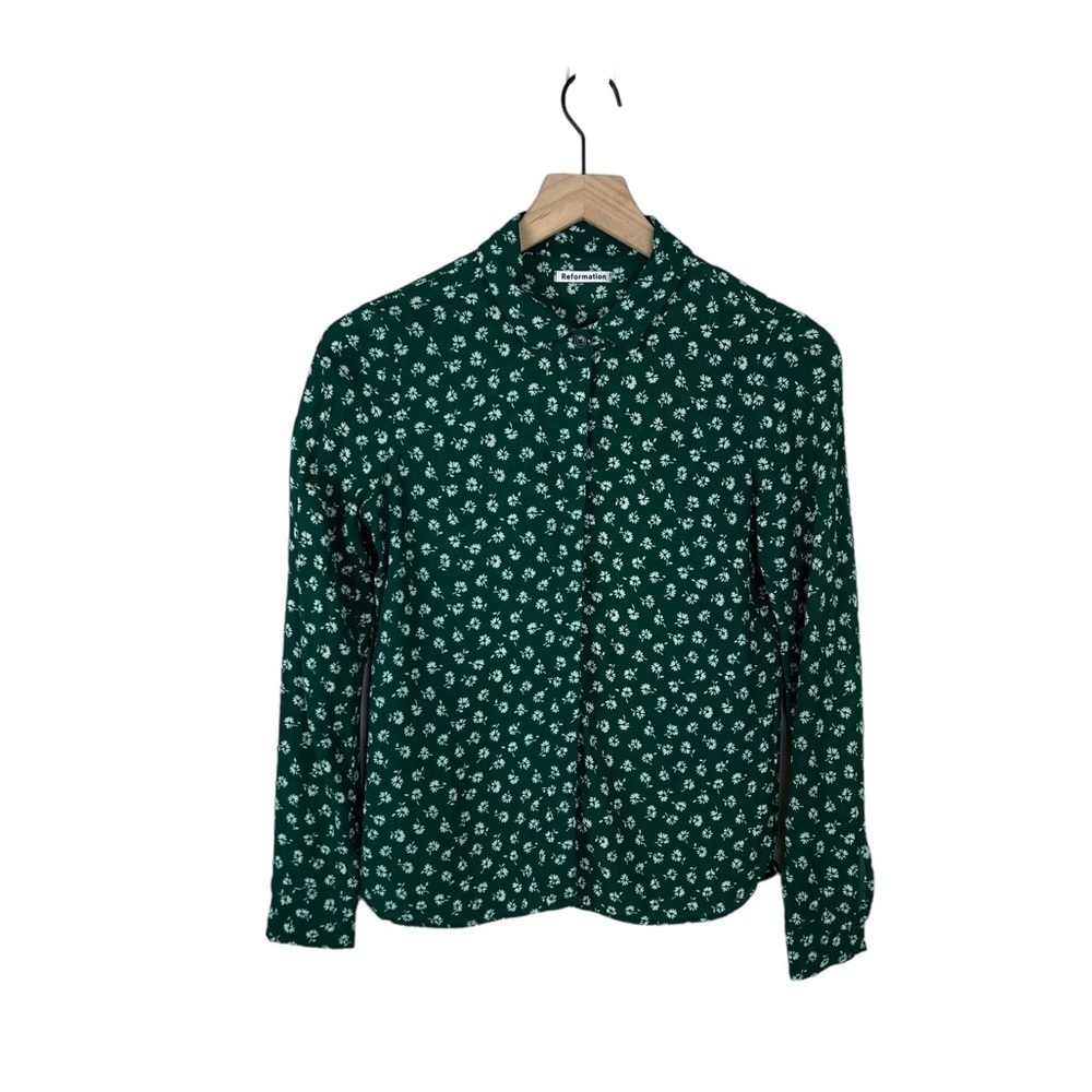 Reformation Violet Blouse Rosemary Green